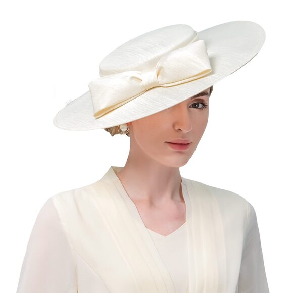 7439 Fascinators Women Wide Brim 20s 50s Derby Pillbox Hat Bowknot Cocktail main image 5